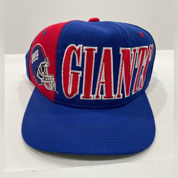 Vintage Starter NY Giants Two Tone Colorblock Snapback 100% Wool - Picture 1 of 9